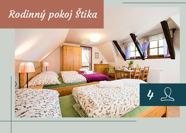 ubytování Třeboň pokoj Štika - až pro 4 osoby